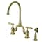 Kingston Brass Bridge Kitchen Faucet with Brass Sprayer, Antique Brass KS7793BALBS - alternate 1
